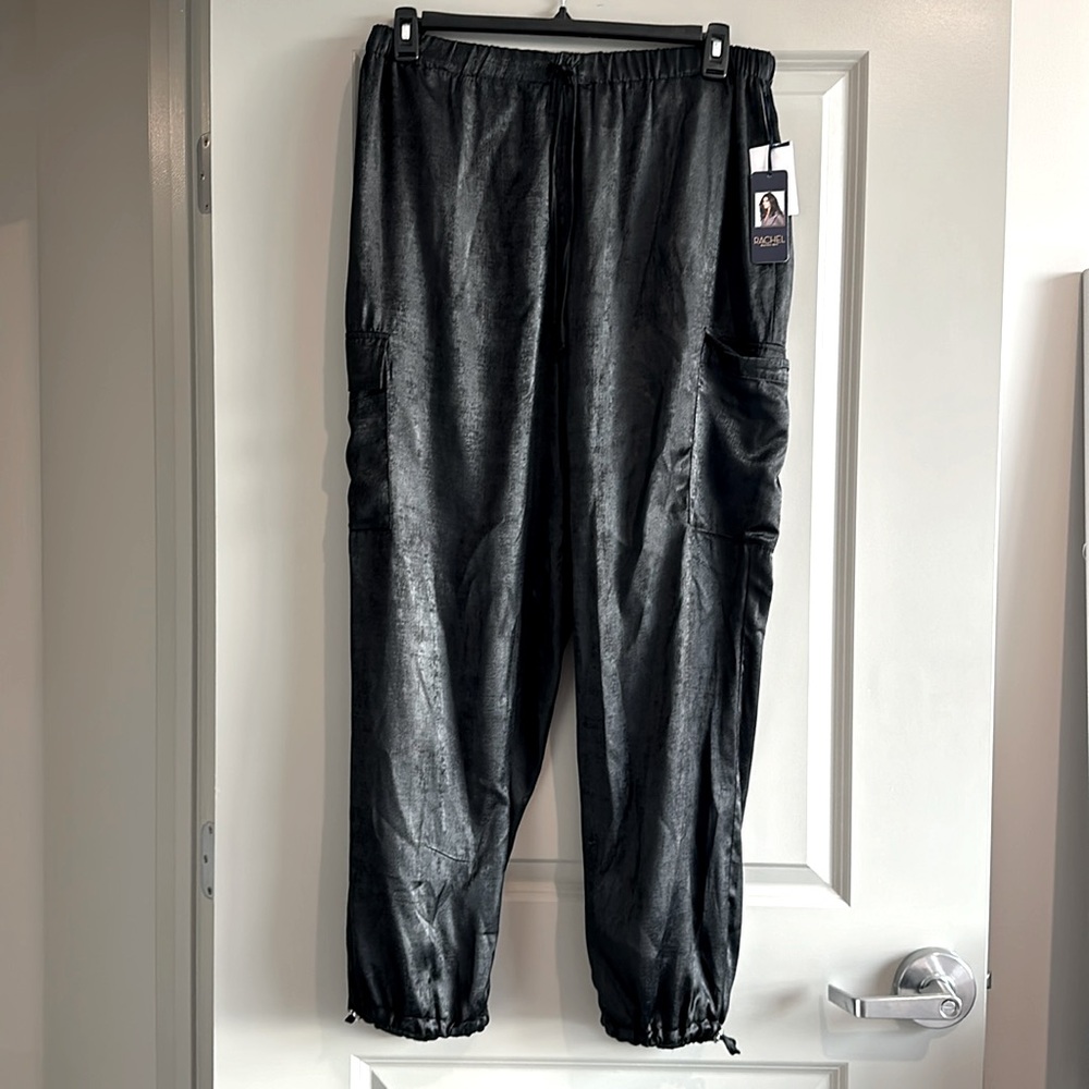 RAHCEL ROY SATIN DRESS CARGO PANT WITH ADJUSTABLE HEM!!